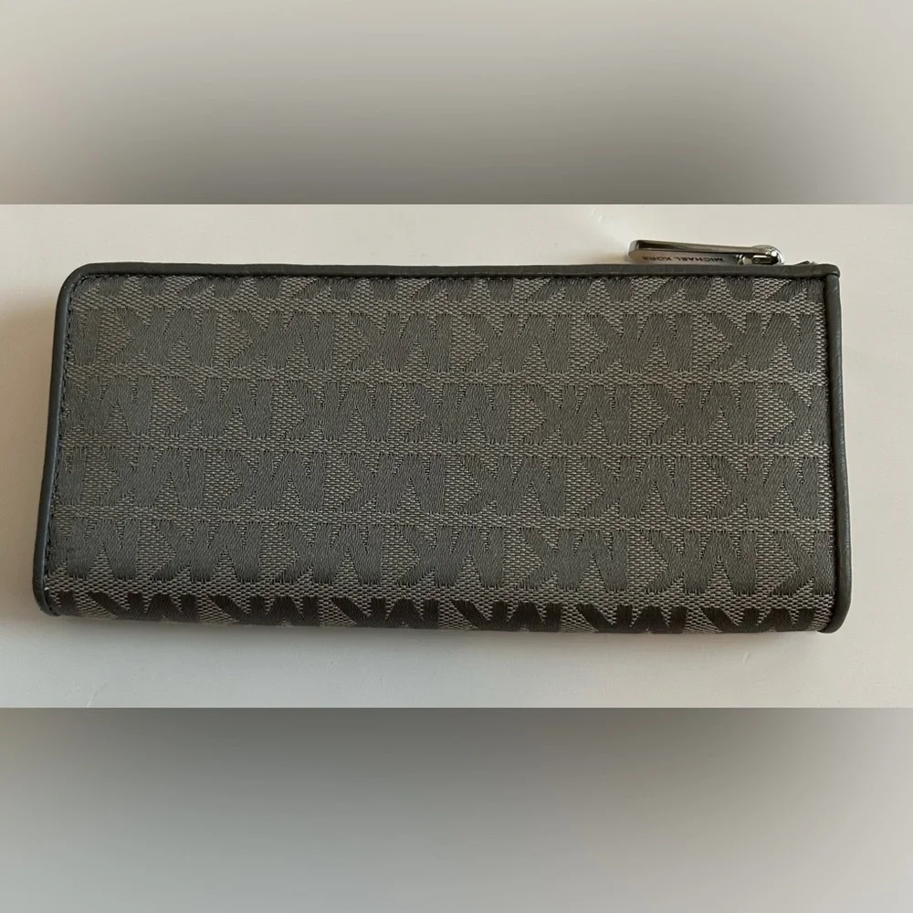 Michael Kors Monogram Zip-Around Wallet in Gray - Picture 3 of 4